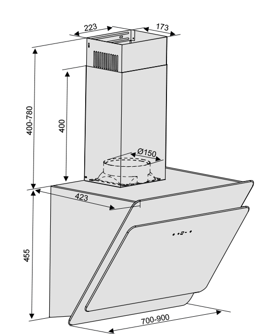 Máy hút mùi TA 6008C-70cm